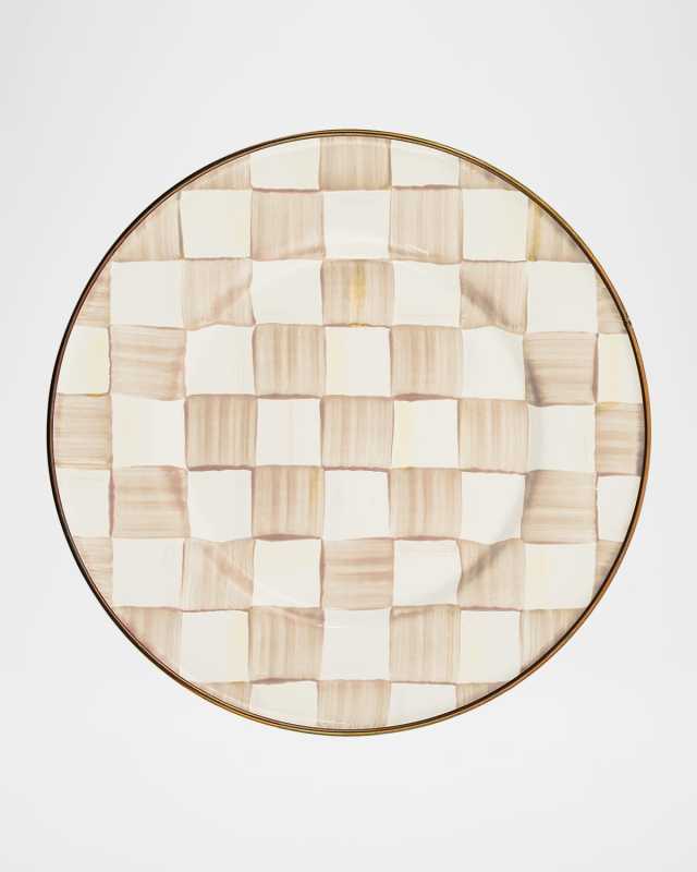 Mocha Check Salad Plate